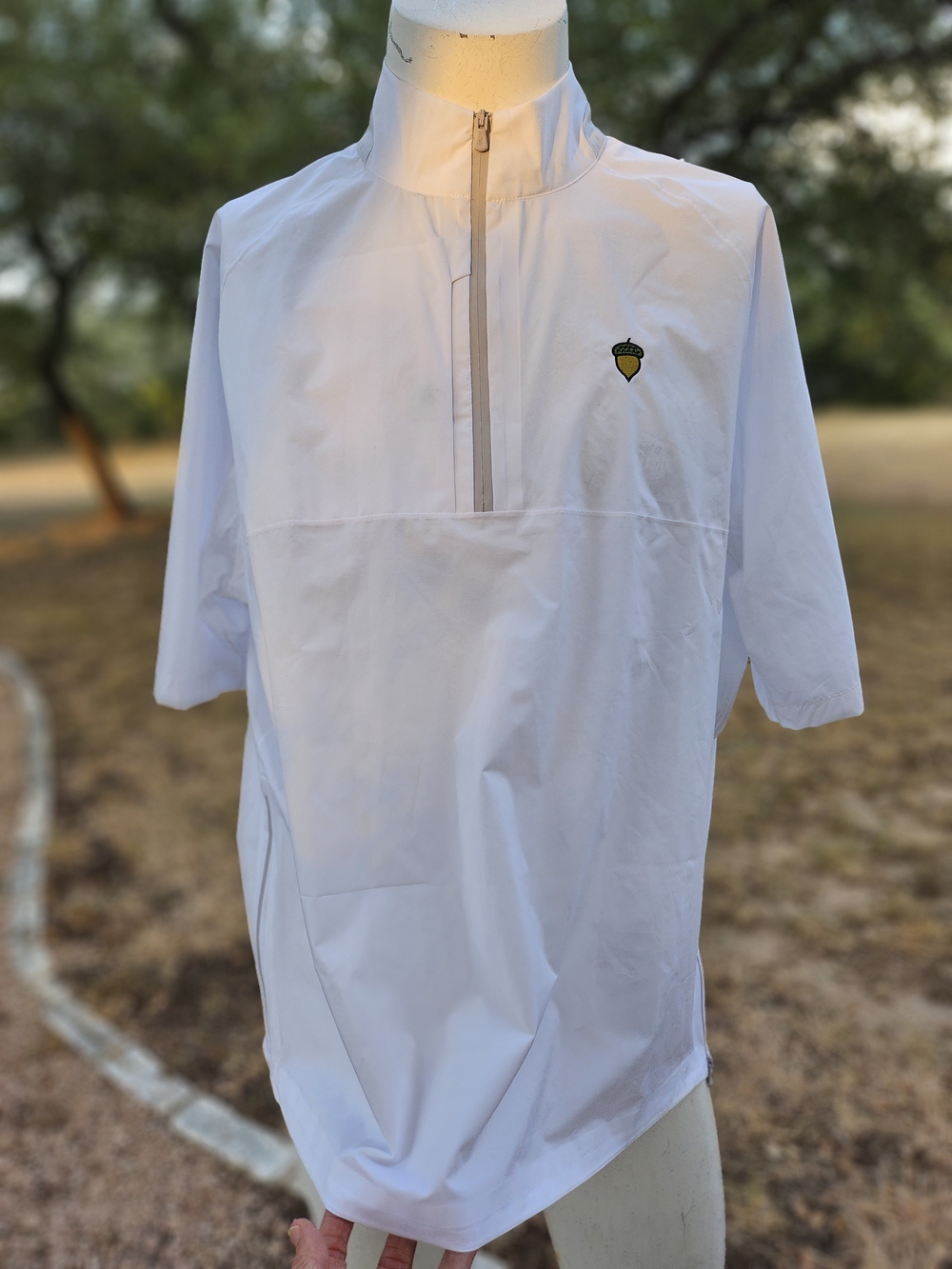 johnnie-O White Men's Stealth Stowable Polo Rain Shirt L